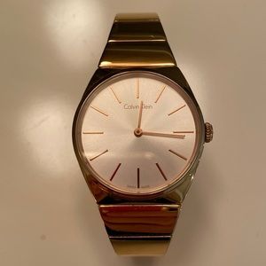 Calvin Klein Supreme Silver Dial Rose Gold PVD Ladies Watch